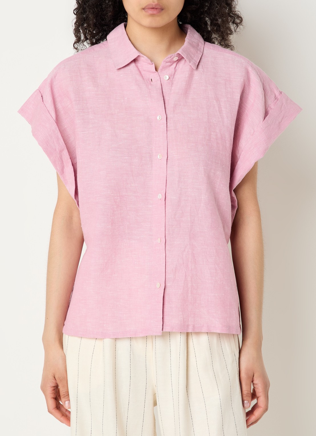 by-bar Pixie blouse van linnen - detail 3 roze