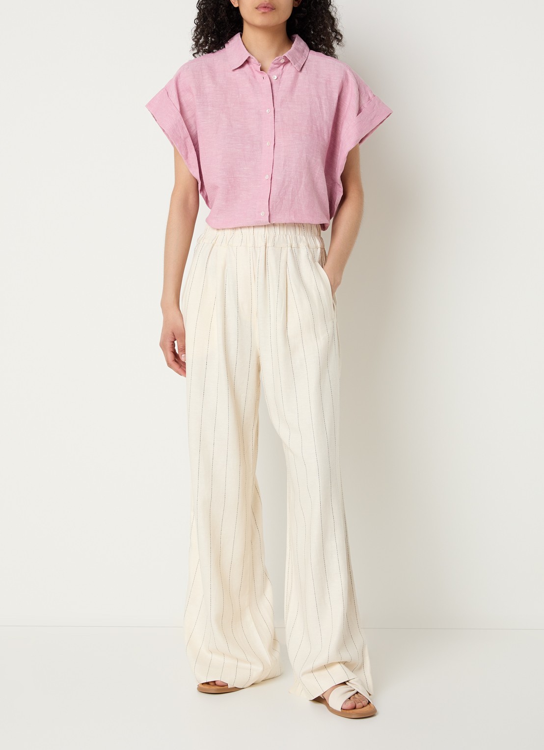 by-bar Pixie blouse van linnen - voorkant 2 roze