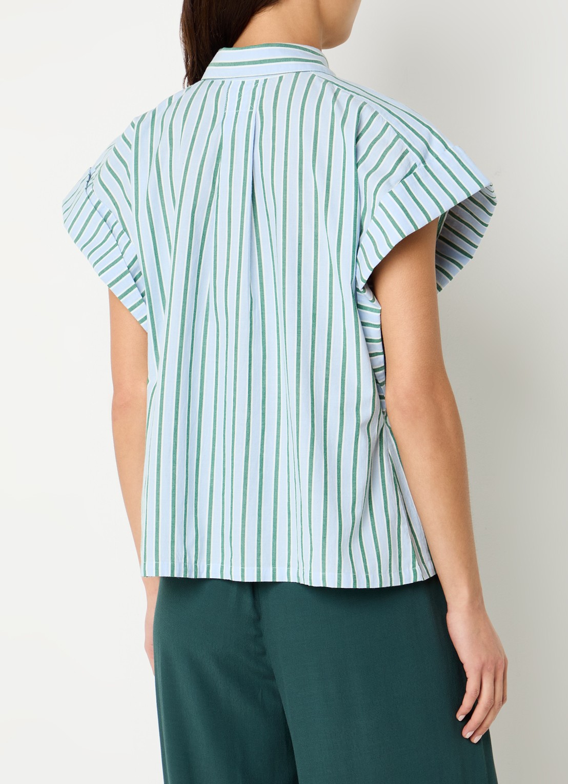 by-bar Pixie Sea blouse met streepprint en vlindermouw - achterkant 4 lichtblauw