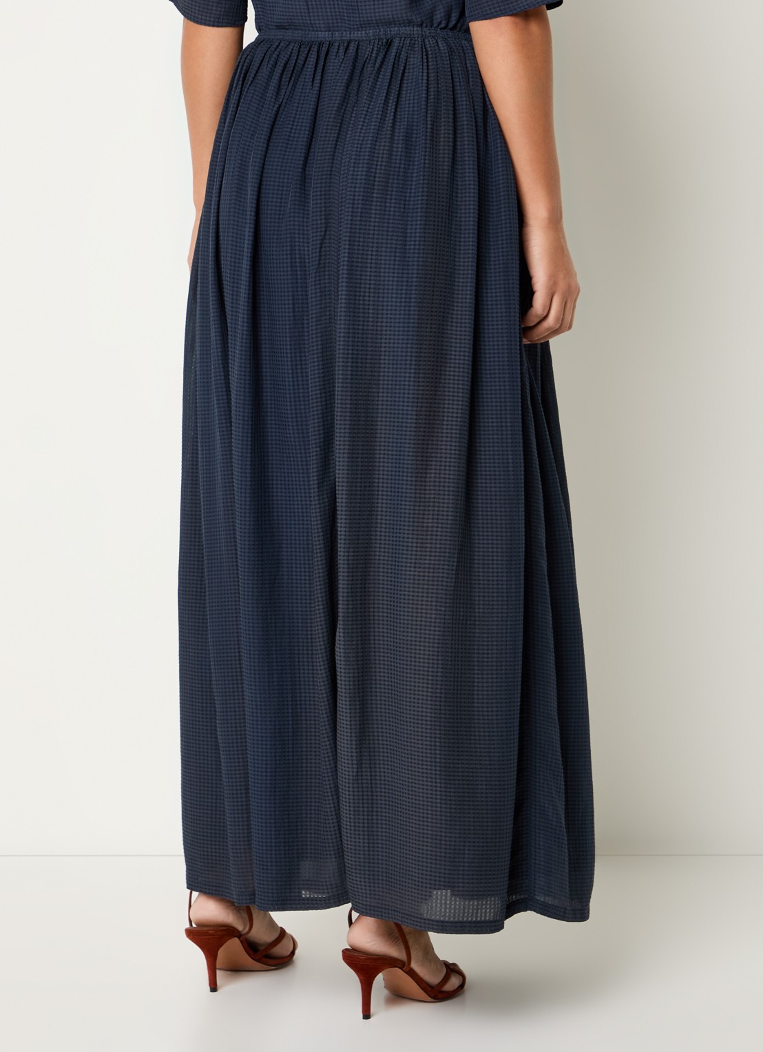 by-bar Reva maxi rok met structuur - achterkant donkerblauw