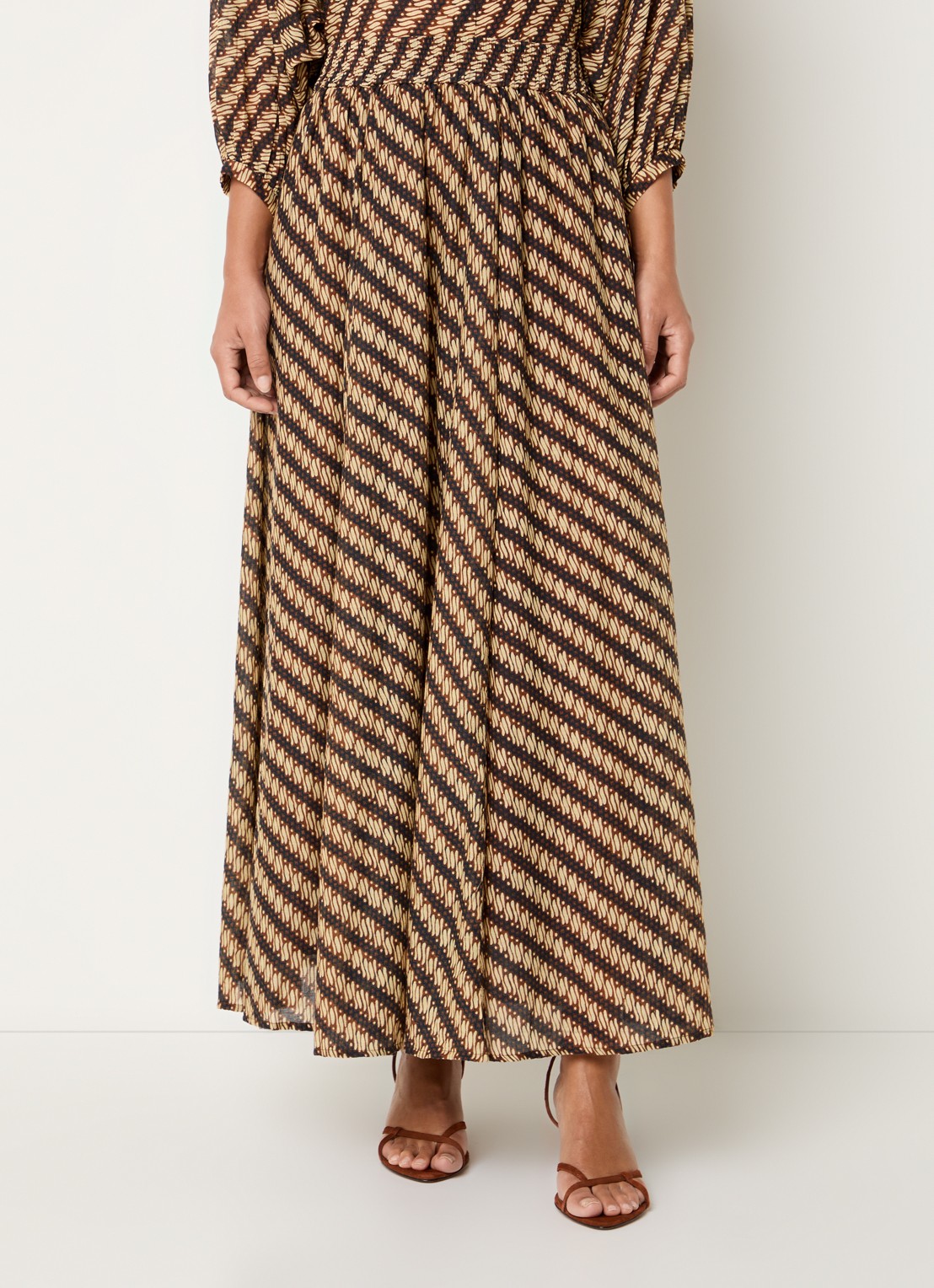by-bar Ruby midi rok met print - detail 3 bruin