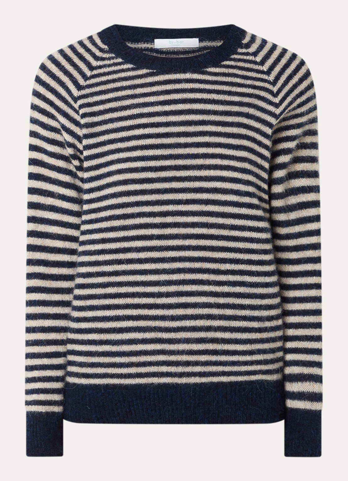 by-bar Sally grofgebreide trui in alpaca wolblend - voorkant donkerblauw