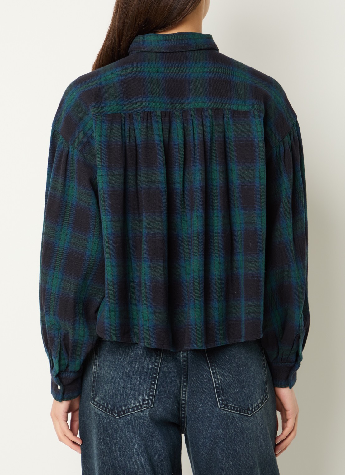 by-bar Sarah blouse met ruitdessin - achterkant 4 groen