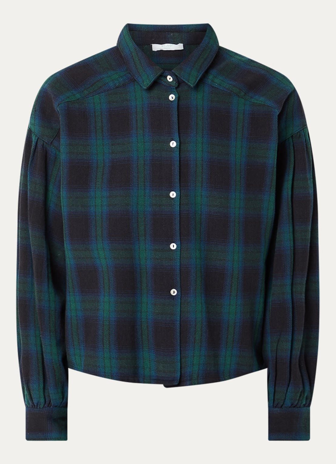 by-bar Sarah blouse met ruitdessin - voorkant 2 groen