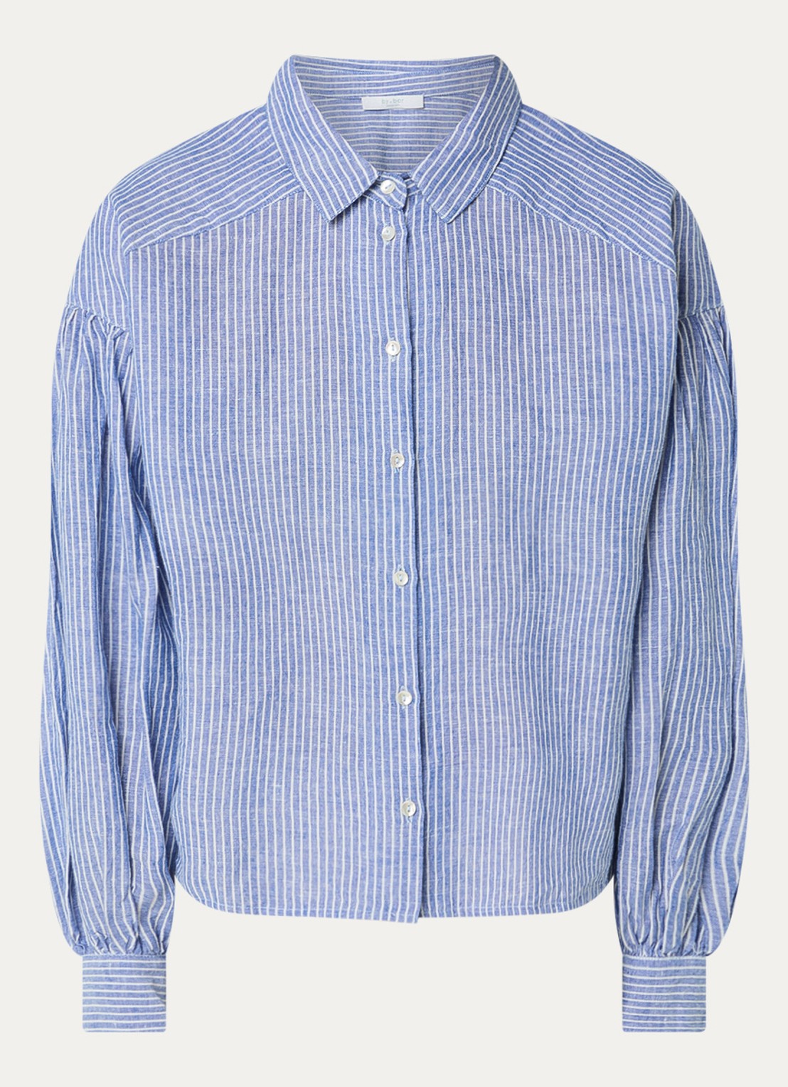 by-bar Sarah blouse met streepprint - voorkant 2 donkerblauw