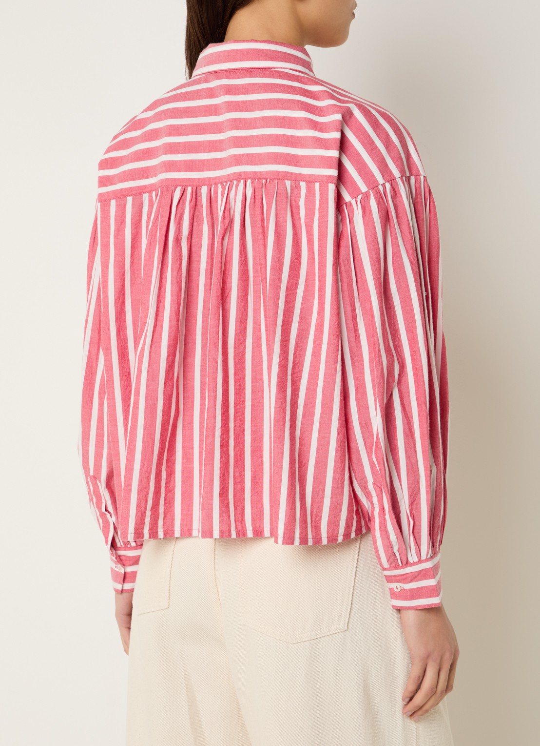 by-bar Sarah blouse met streepprint - achterkant 4 rood