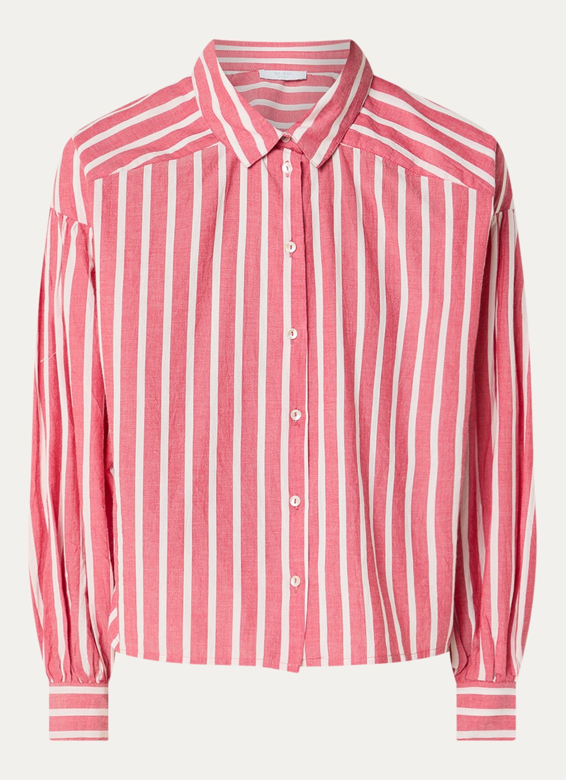 by-bar Sarah blouse met streepprint - voorkant rood