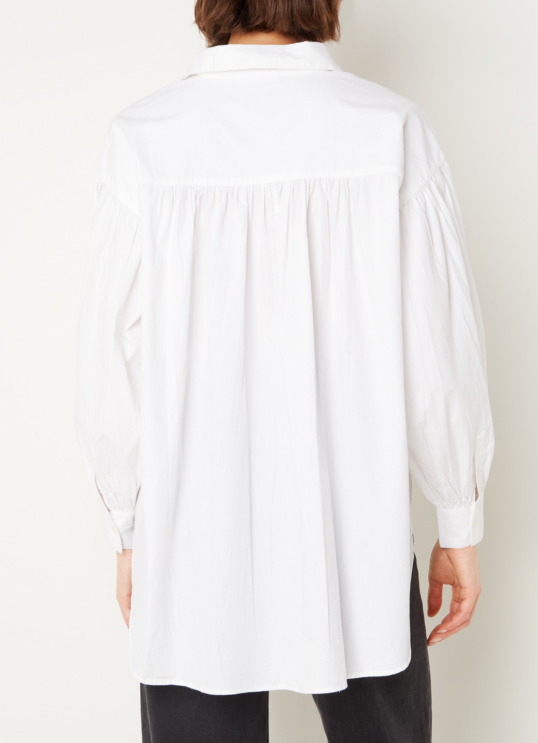 by-bar Sarah Poplin blouse met pofmouw - achterkant 4 wit