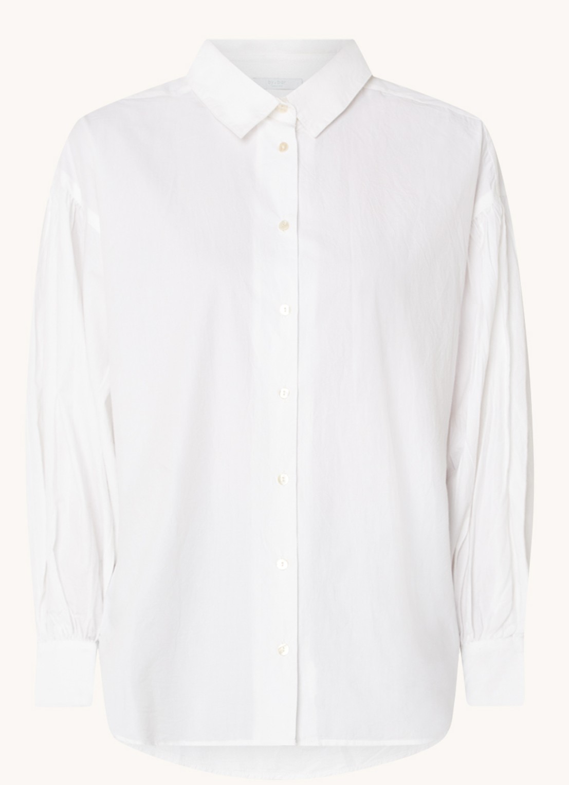by-bar Sarah Poplin blouse met pofmouw - voorkant 2 wit