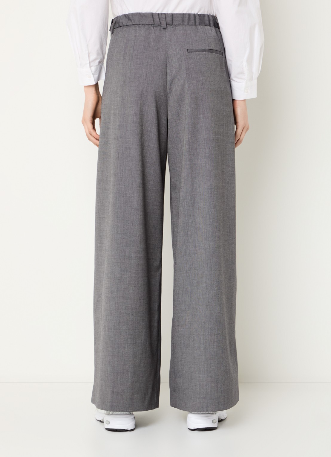 by-bar Sef high waist wide fit pantalon met steekzakken - achterkant 4 middengrijs