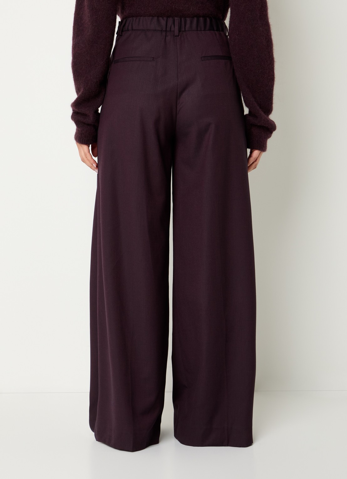 by-bar Sef high waist wide fit pantalon met steekzakken - achterkant 4 aubergine