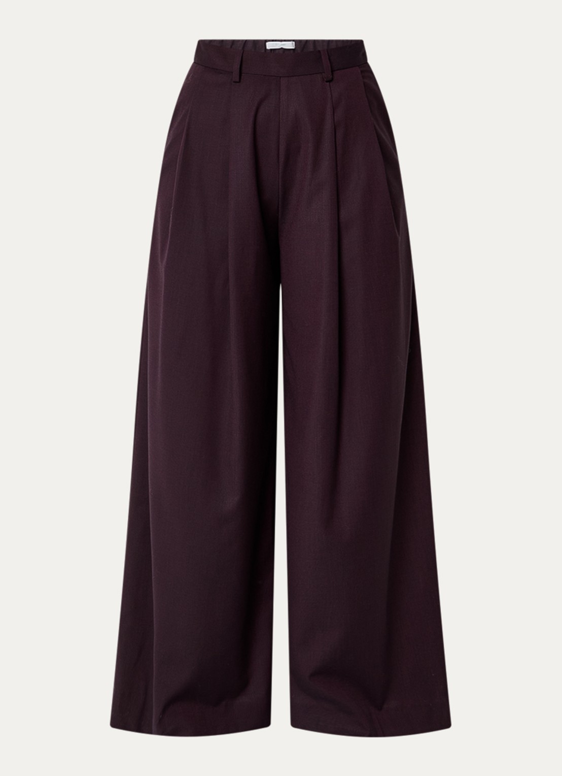 by-bar Sef high waist wide fit pantalon met steekzakken - voorkant 2 aubergine