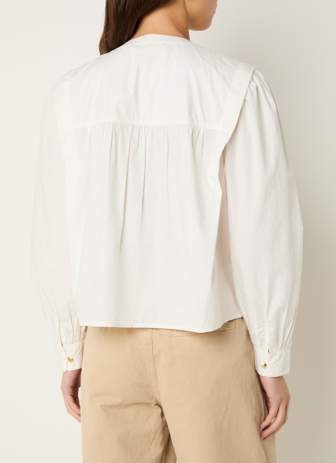 by-bar Soof blouse met broderie - achterkant gebroken wit
