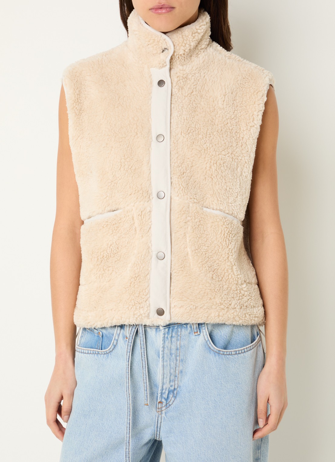 by-bar Steve bodywarmer van teddy met steekzakken - detail 4 creme