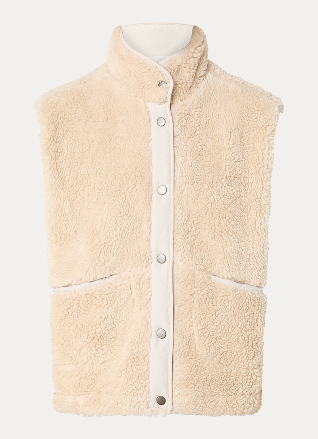 by-bar Steve bodywarmer van teddy met steekzakken - voorkant 2 creme