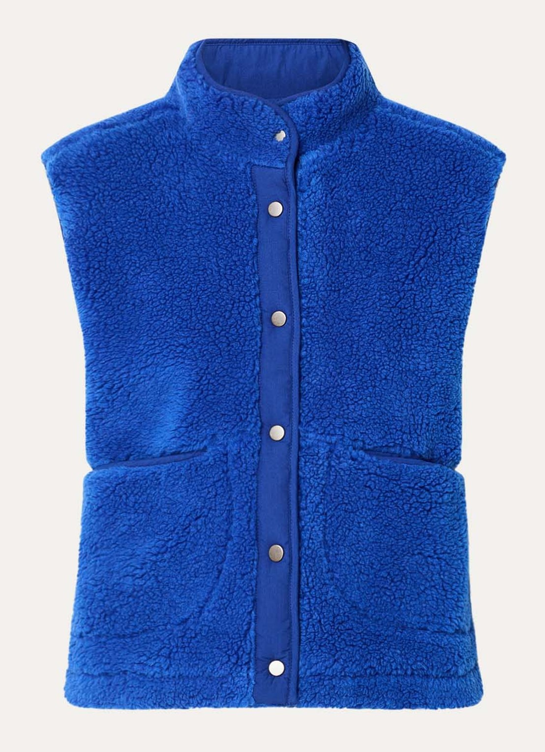 by-bar Steve bodywarmer van teddy met steekzakken - voorkant 3 kobaltblauw