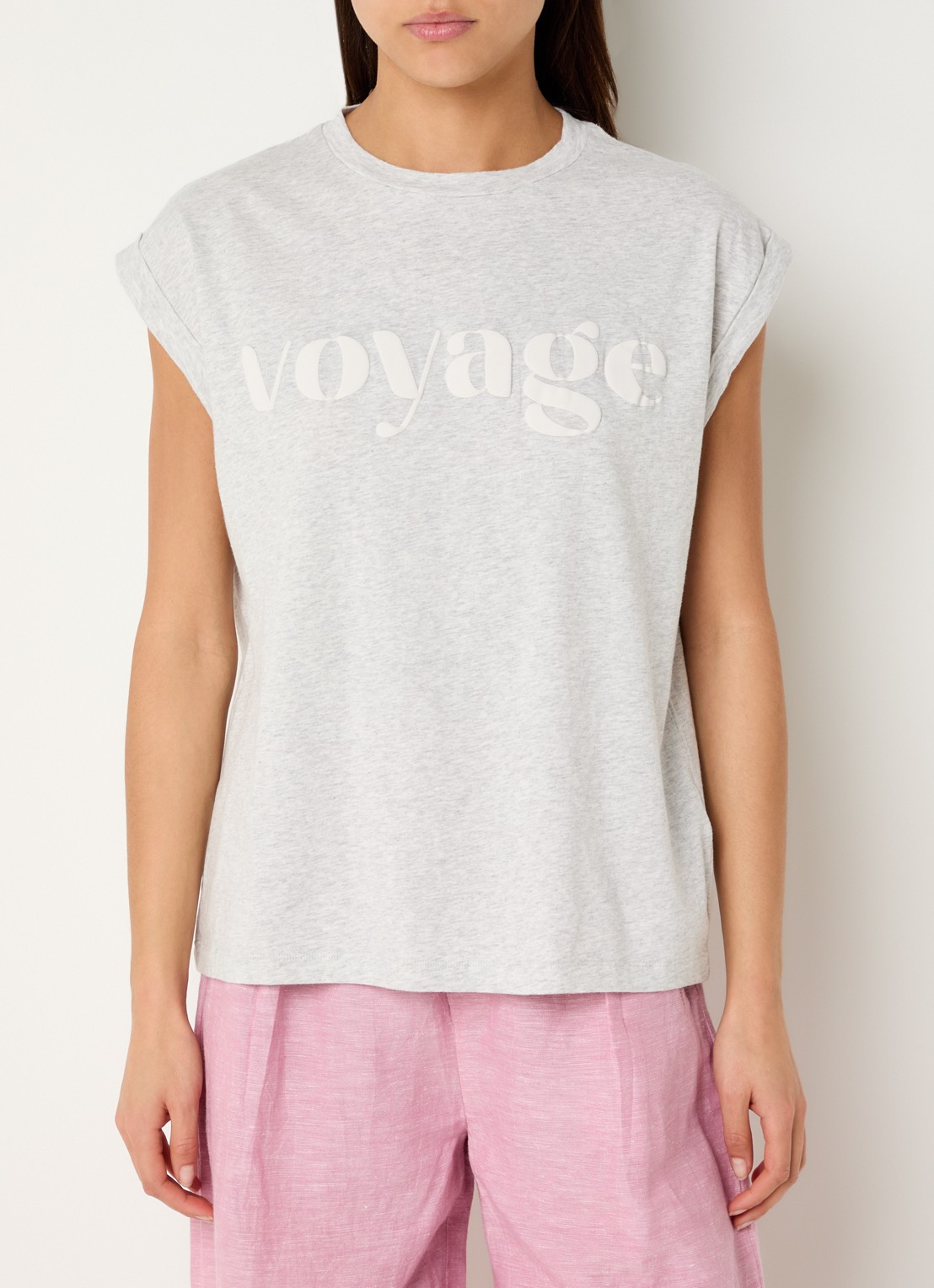 by-bar Tobi T-shirt met print  - detail grijs