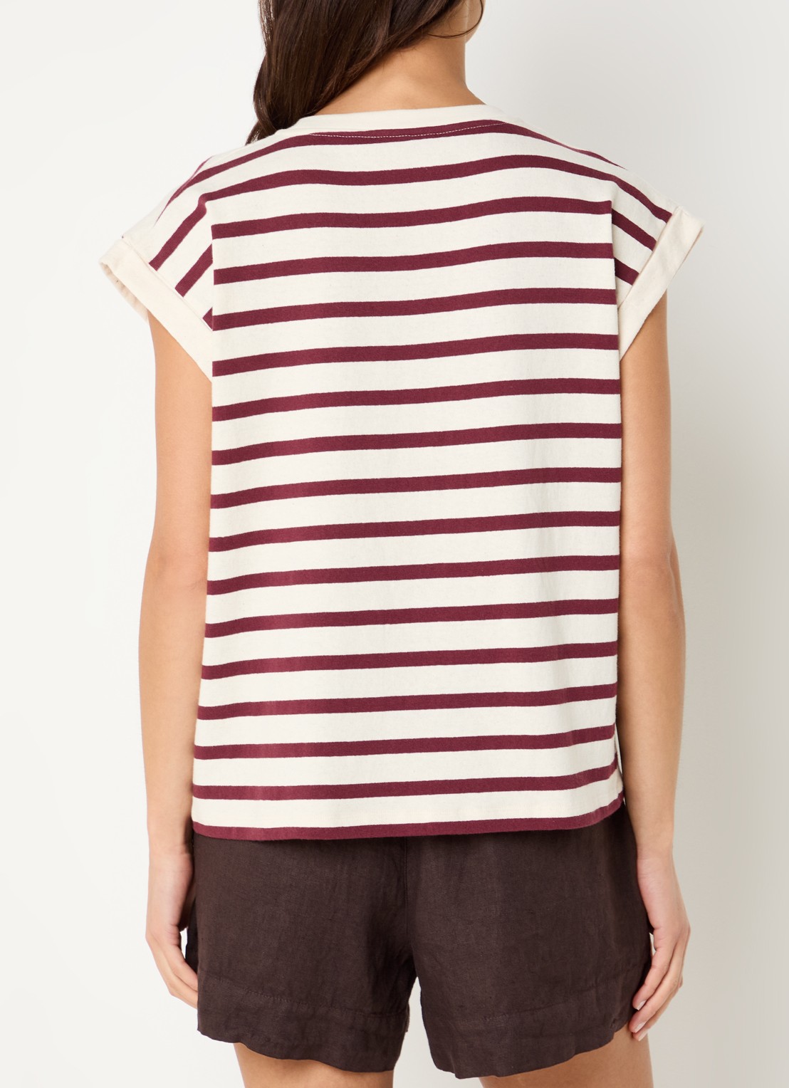 by-bar Tobi T-shirt met strepprint - achterkant 4 creme