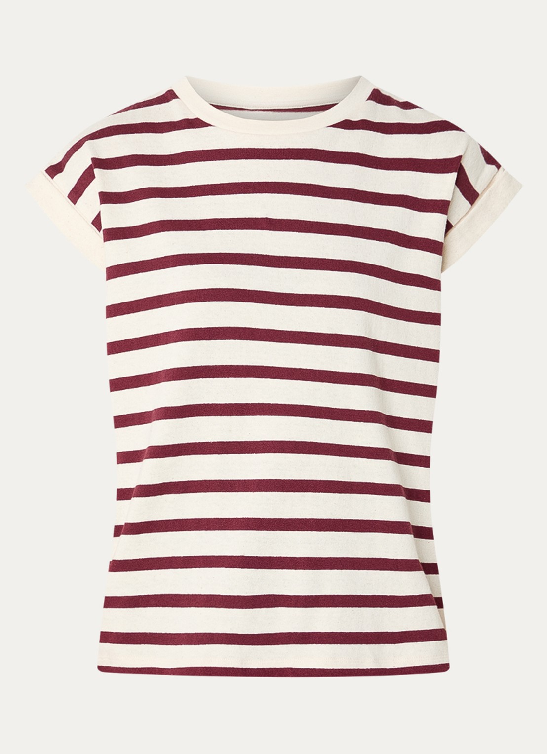 by-bar Tobi T-shirt met strepprint - voorkant 2 creme