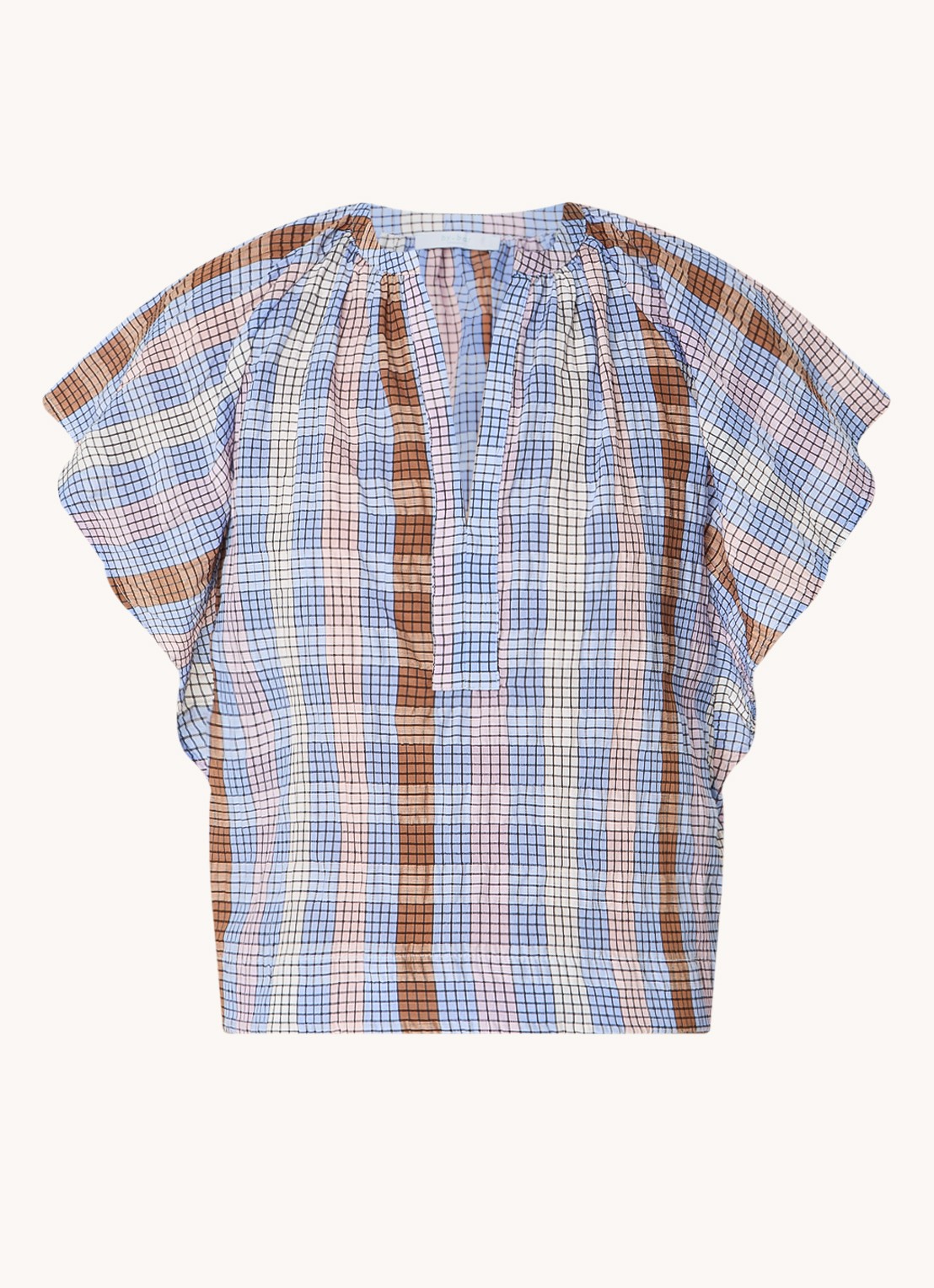 by-bar Vina tuniek met geruit dessin - voorkant 4 lavendel