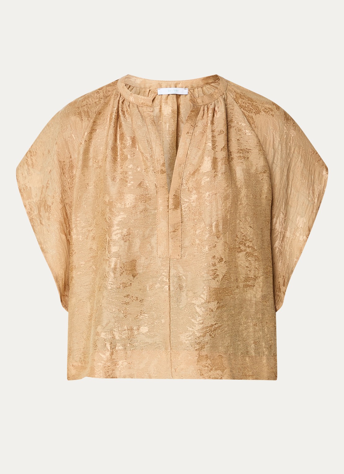 by-bar Vina tuniek met jacquard dessin en V-hals - voorkant 3 camel