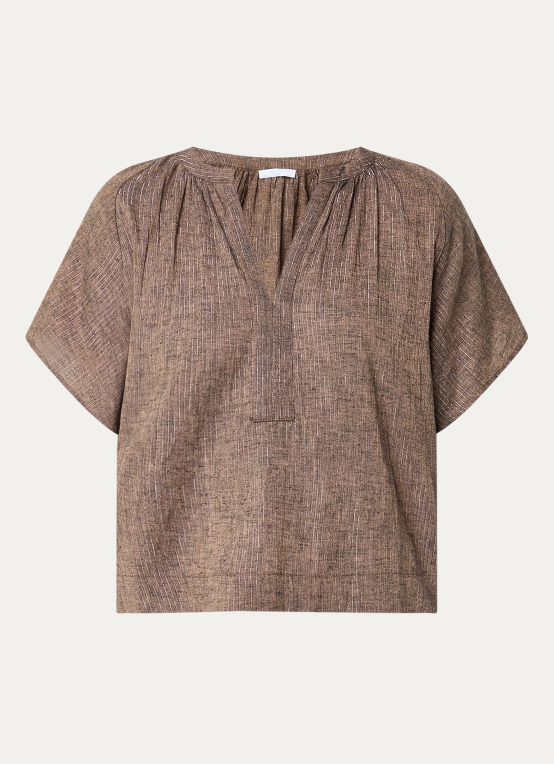 by-bar Vina tuniek met lurex en V-hals - voorkant 3 lichtbruin