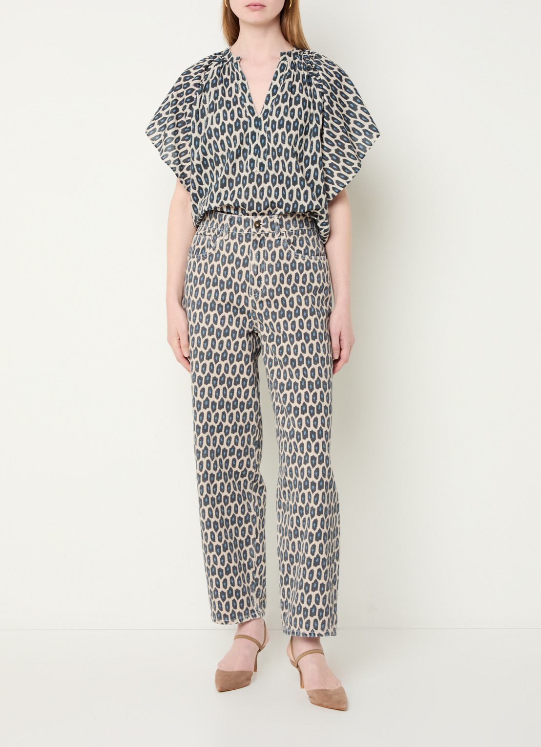 by-bar Vina tuniek met print - voorkant 4 donkerbeige