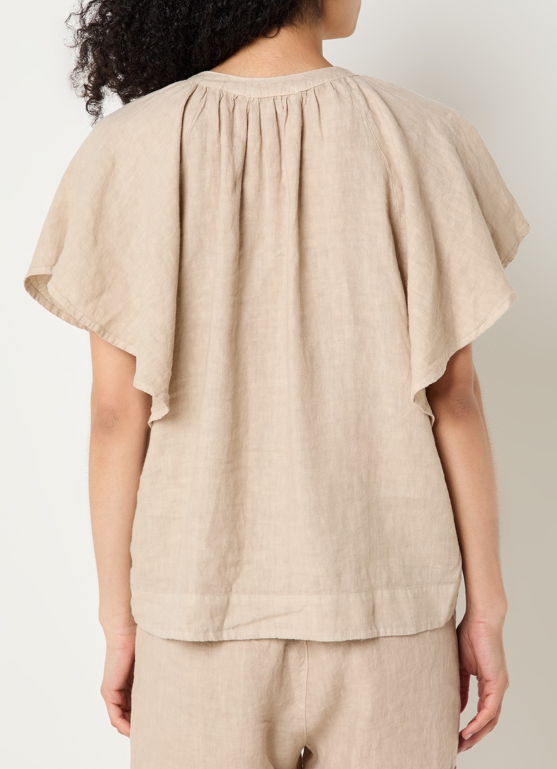by-bar Vina tuniek van linnen met V-hals - achterkant 2 beige