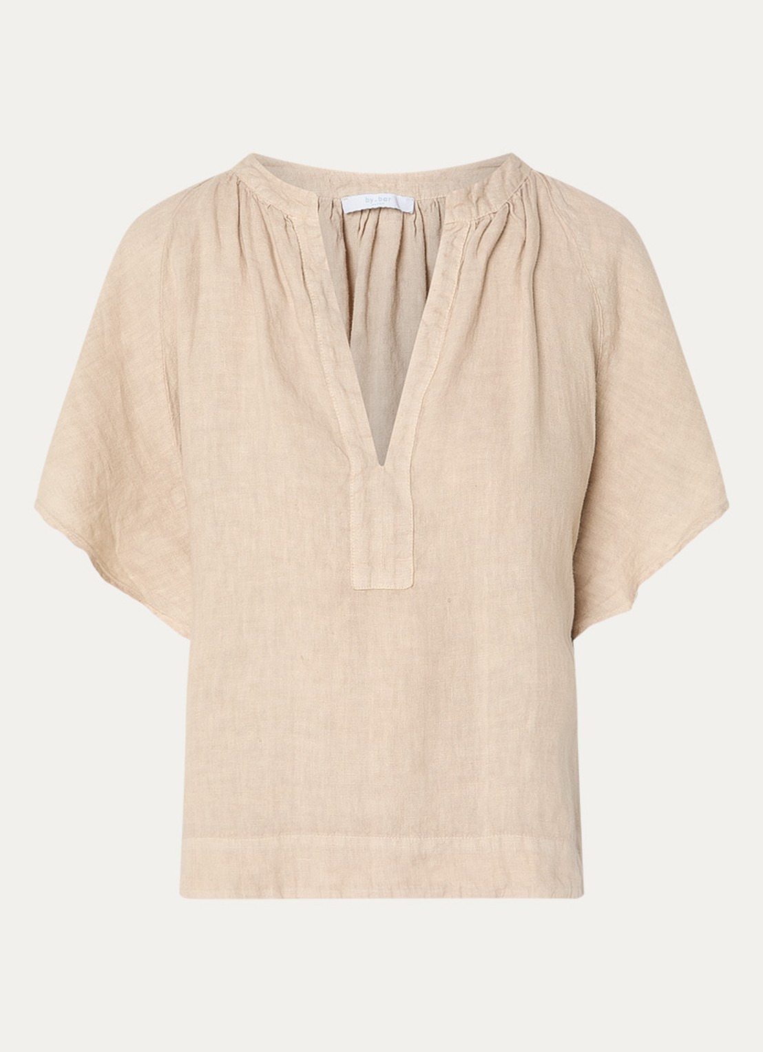 by-bar Vina tuniek van linnen met V-hals - voorkant 3 beige