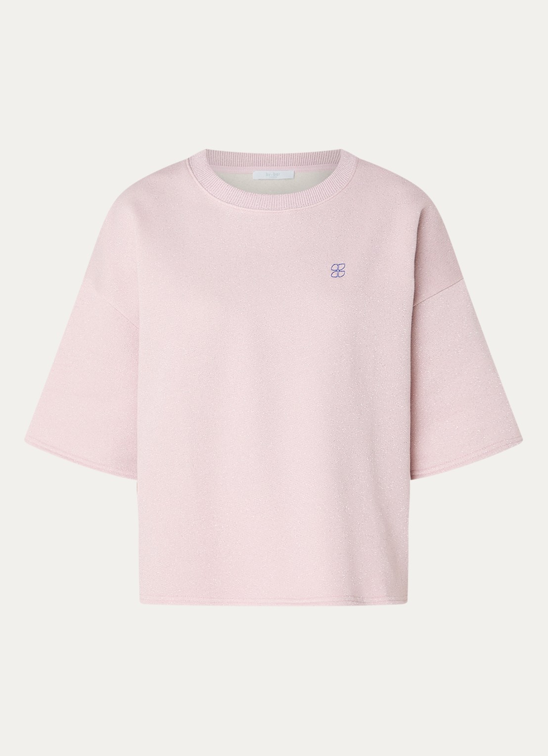by-bar Willow sweater met lurex - voorkant lichtroze