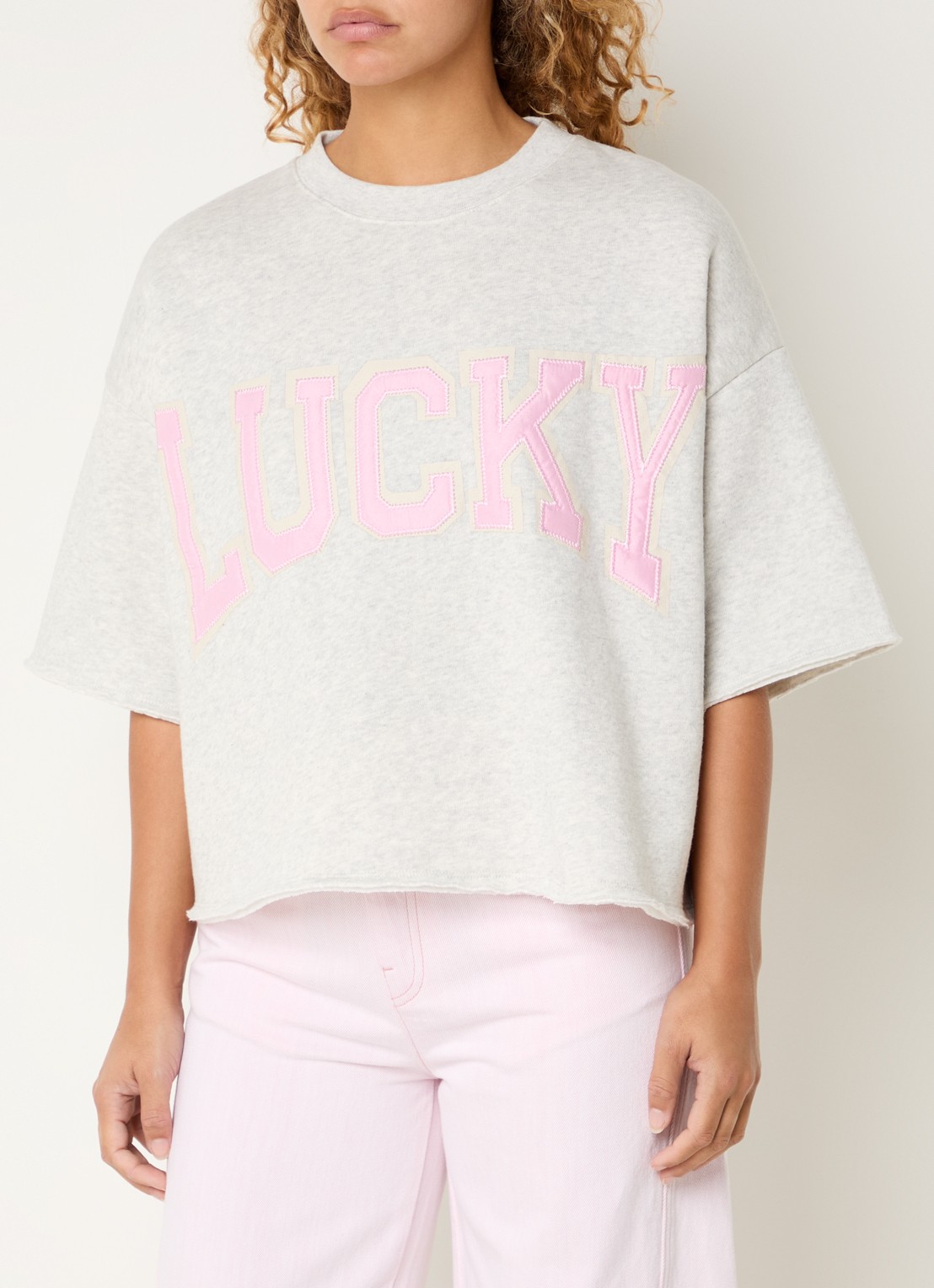 by-bar Willow T-shirt met borduring - detail 3 grijsmele