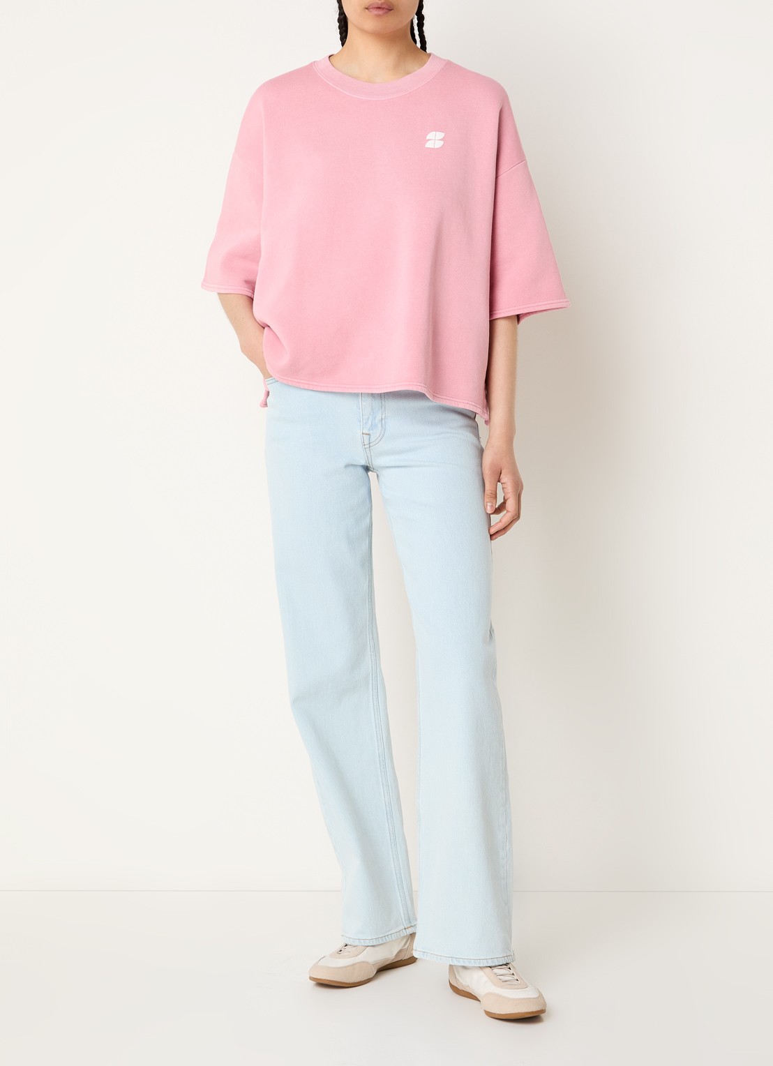 by-bar Willow top met logo- en backprint - voorkant 2 lichtroze