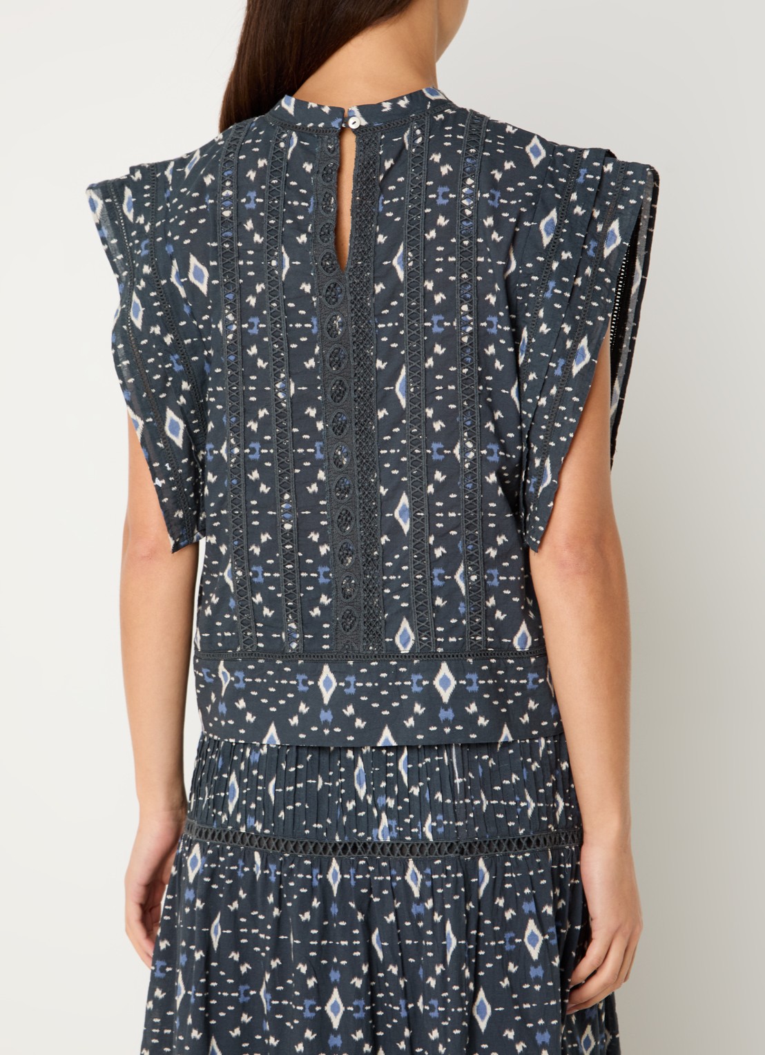 by-bar Xena tuniek met print en borduring - achterkant 3 blauwgrijs