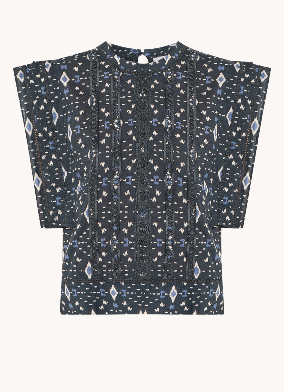 by-bar Xena tuniek met print en borduring - voorkant blauwgrijs