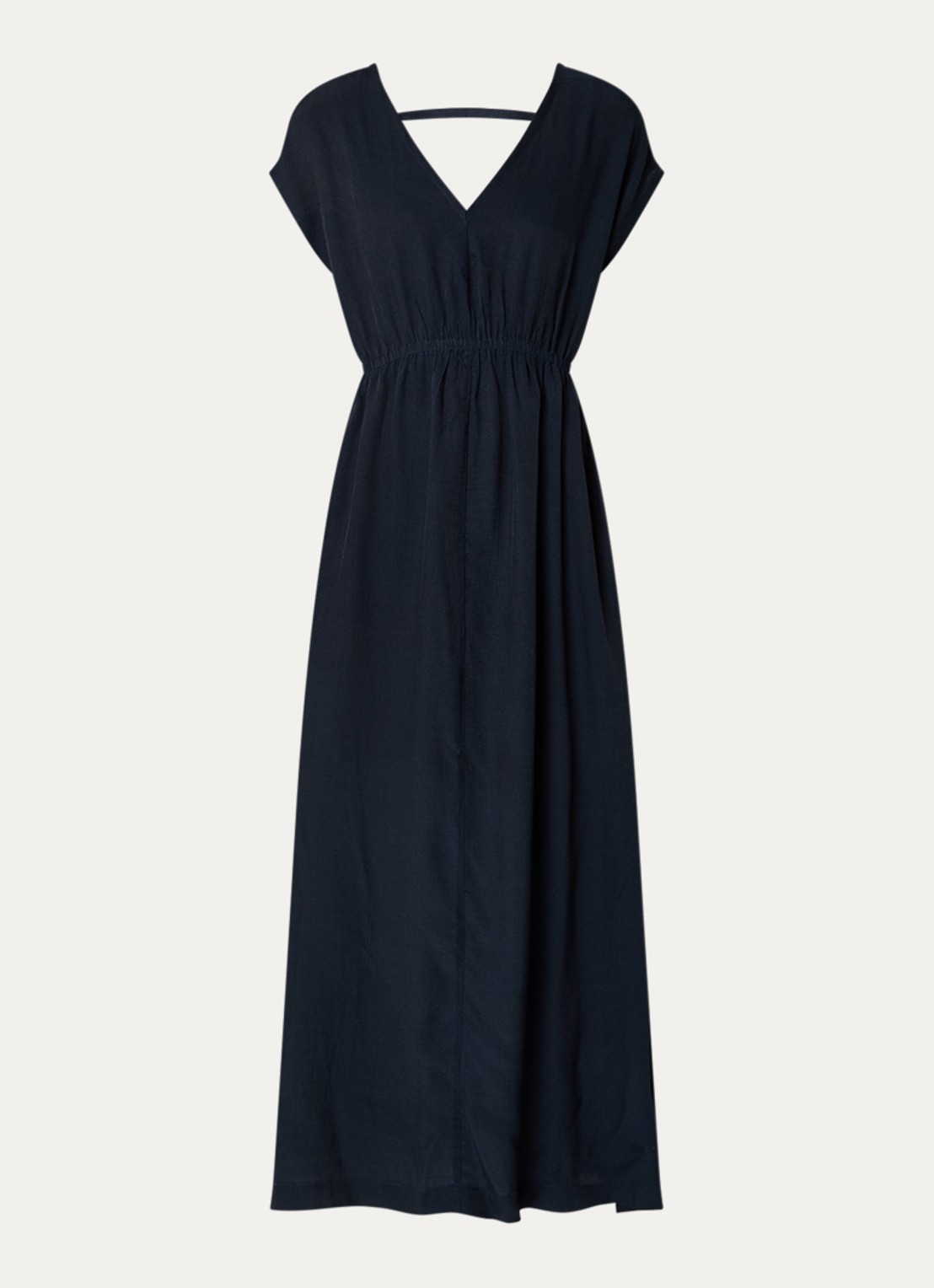 by-bar Yuki maxi jurk van crêpe met steekzakken - voorkant donkerblauw