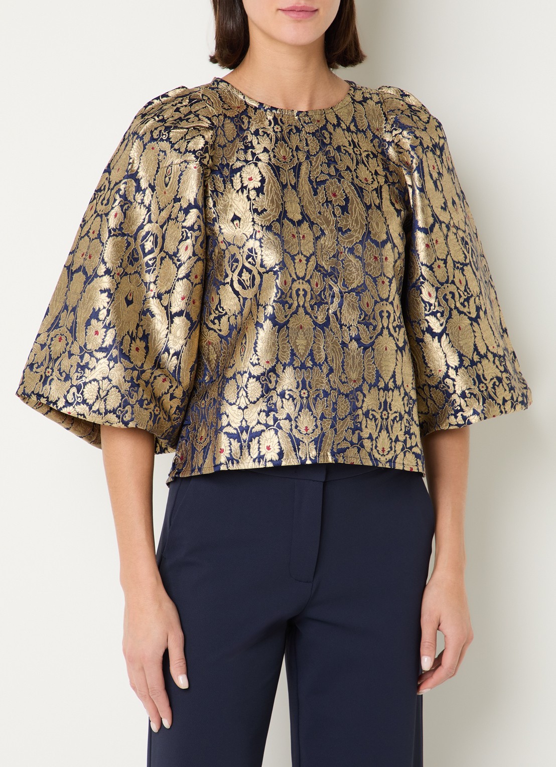 by-bar Zasu top met pofmouw - detail 2 goud
