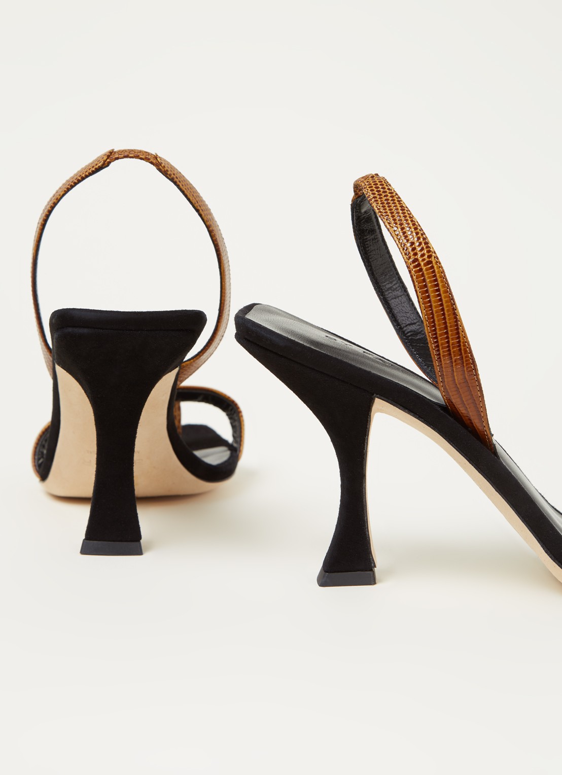 BY FAR Lotta sandalette van leer met crocostructuur - detail 3 bruin