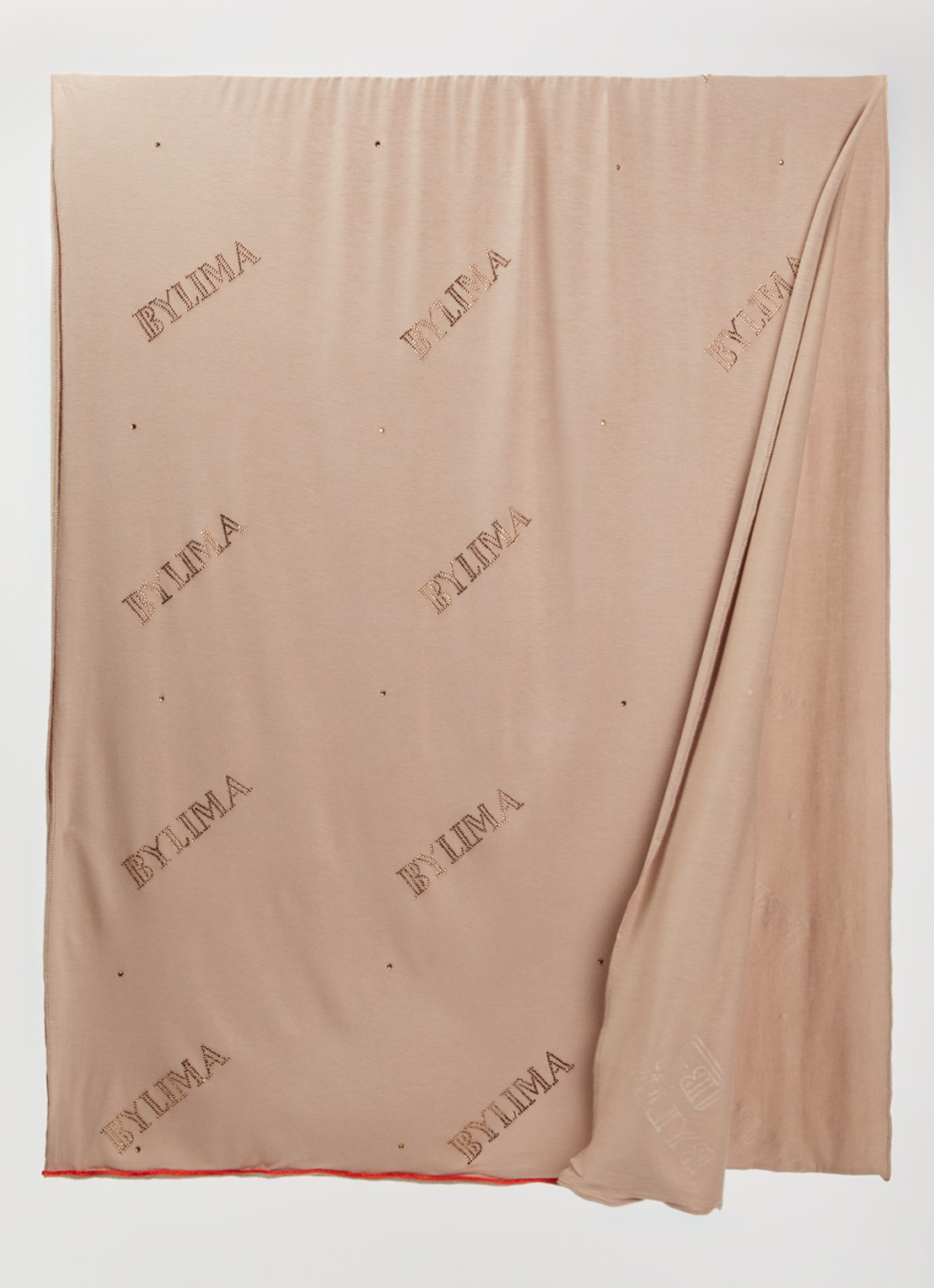 BYLIMA Chiffre sjaal met strass 175 x 70 cm - detail zand