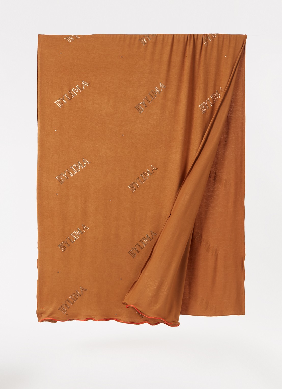 BYLIMA Chiffre sjaal met strass 175 x 70 cm - detail cognac