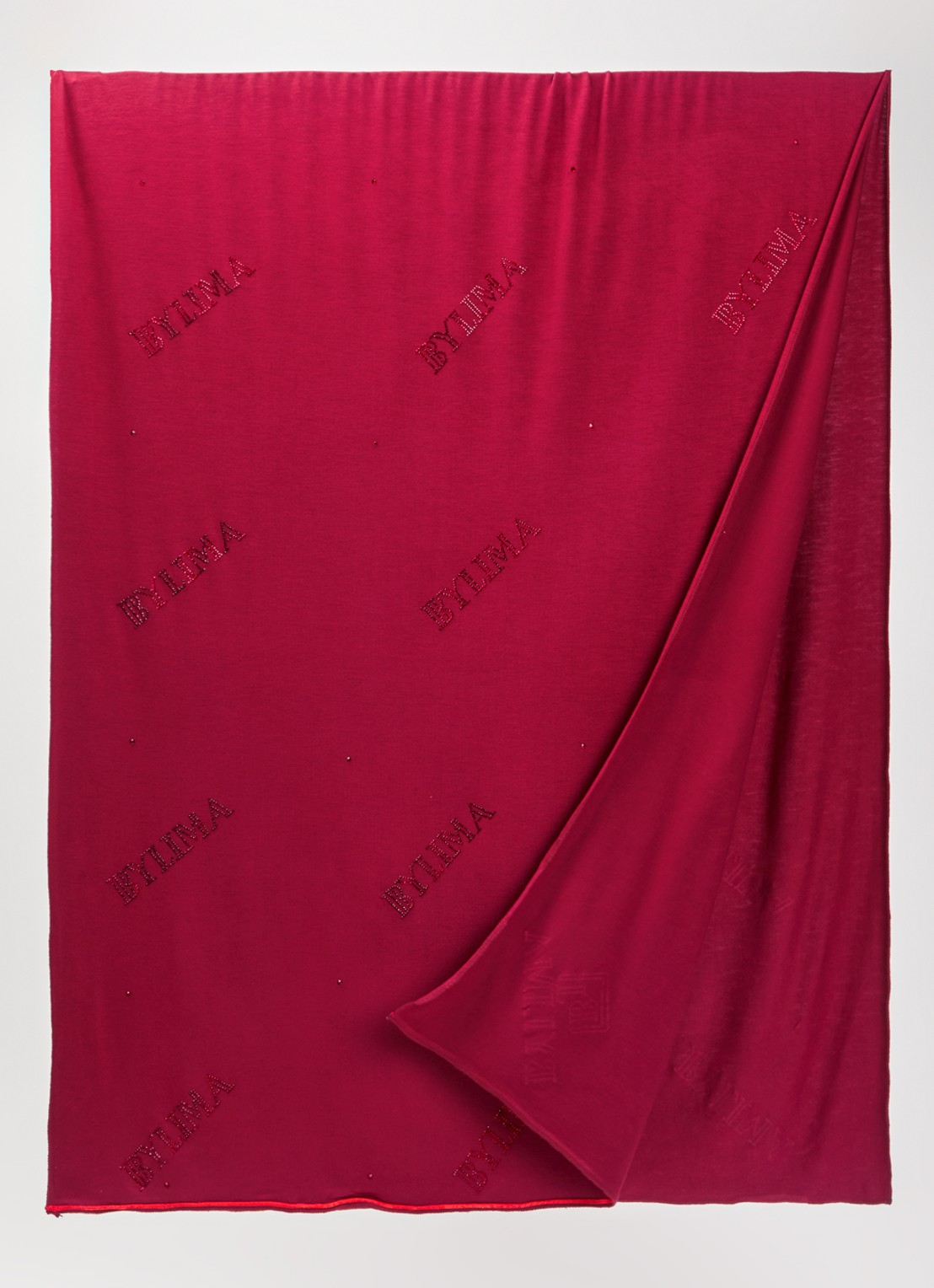 BYLIMA Chiffre sjaal met strass 175 x 70 cm - detail bordeauxrood