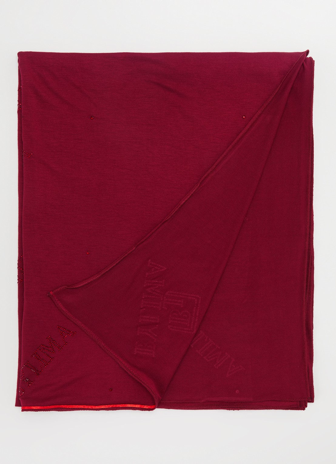 BYLIMA Chiffre sjaal met strass 175 x 70 cm - voorkant 3 bordeauxrood