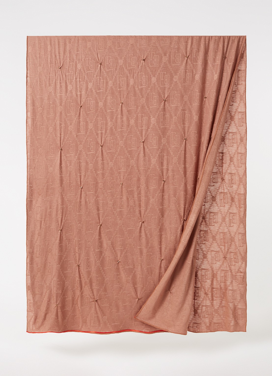 BYLIMA Enchante sjaal met logoprint en strass 190 x 75 cm - detail 3 zalmroze