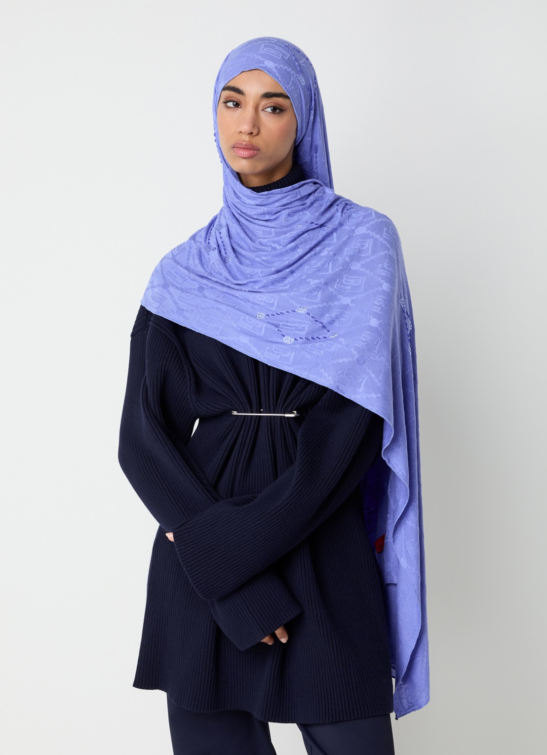 BYLIMA Enchanté sjaal met strass 200 x 75 cm  - voorkant 2 lavendel / paars