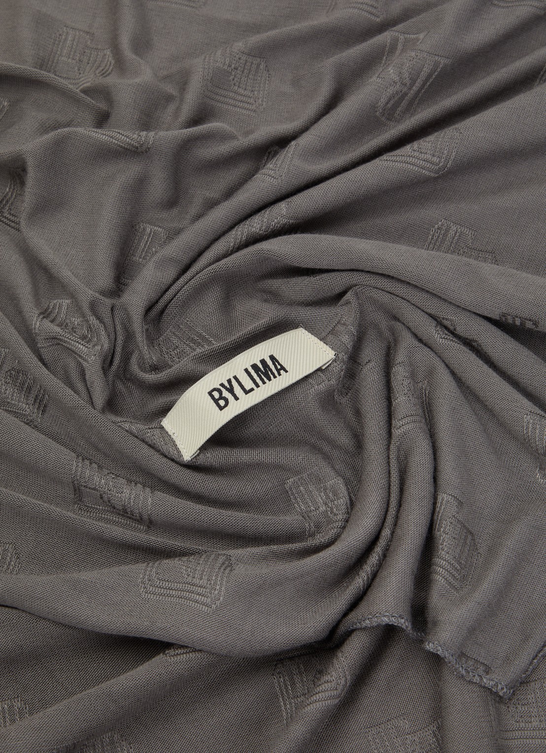BYLIMA Framed sjaal met logoprint 80 x 200 cm  - detail 3 grijs