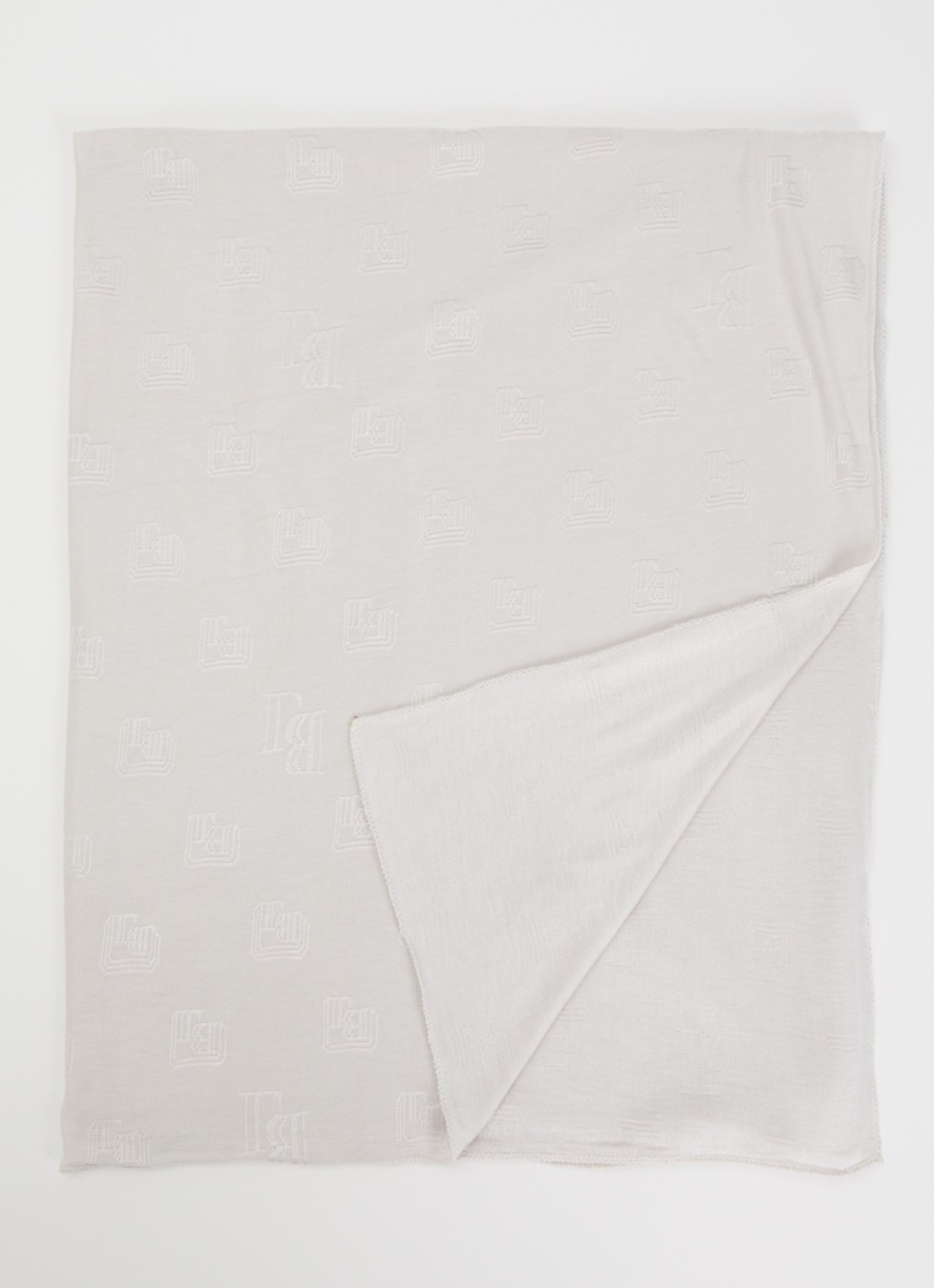 BYLIMA Framed sjaal met logoprint 80 x 200 cm  - voorkant 3 creme