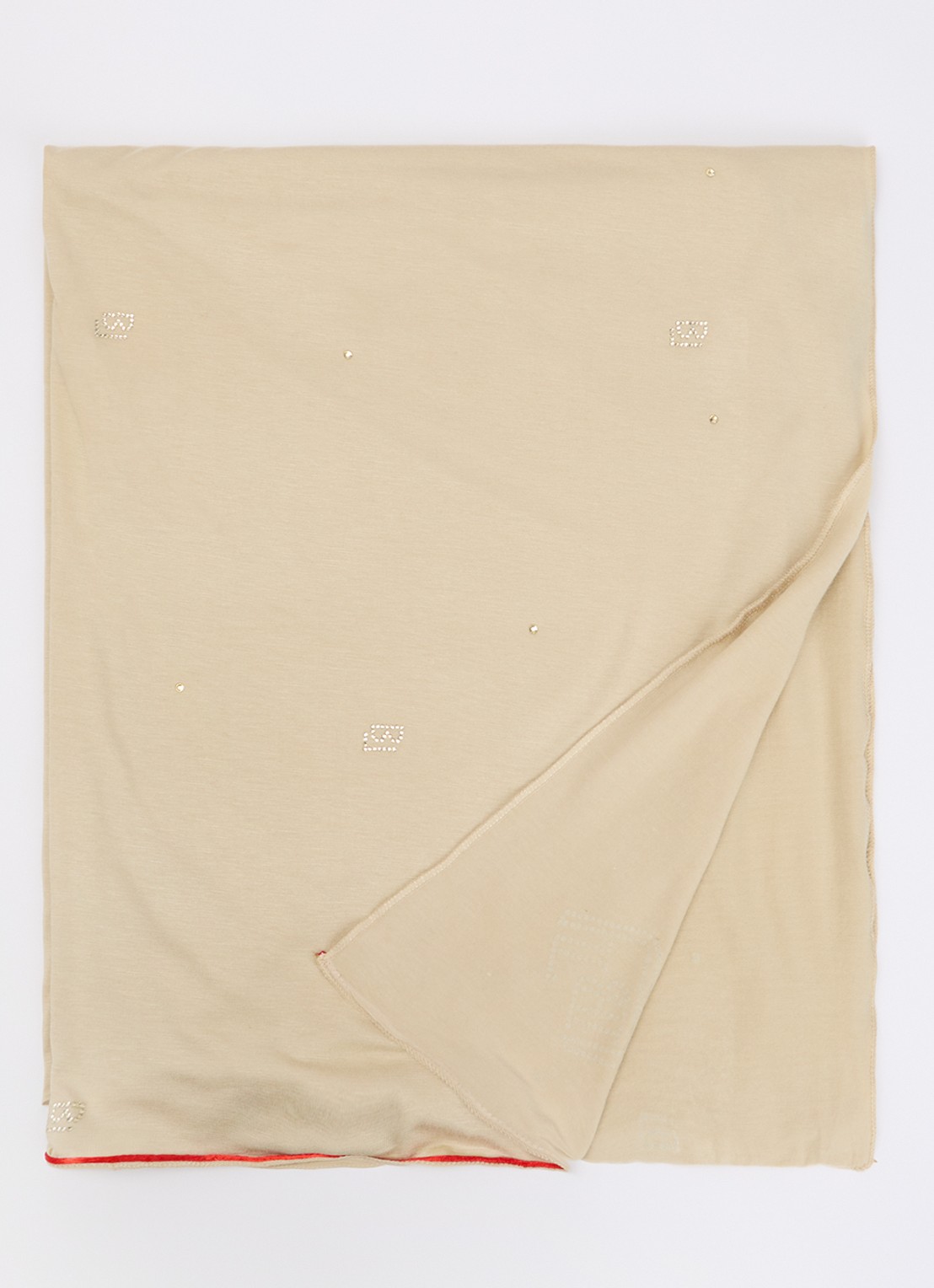 BYLIMA Initials sjaal met strass 180 x 75 cm - voorkant donkerbeige