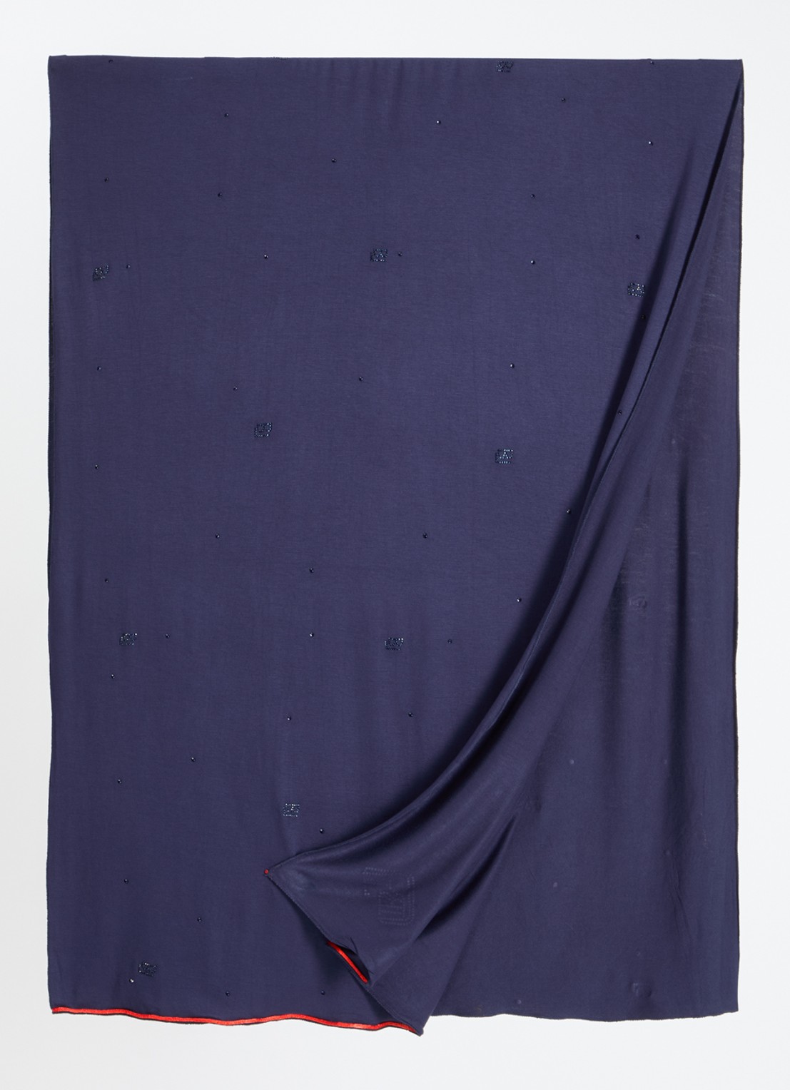BYLIMA Initials sjaal met strass 180 x 75 cm - detail 3 dark blue / blauw