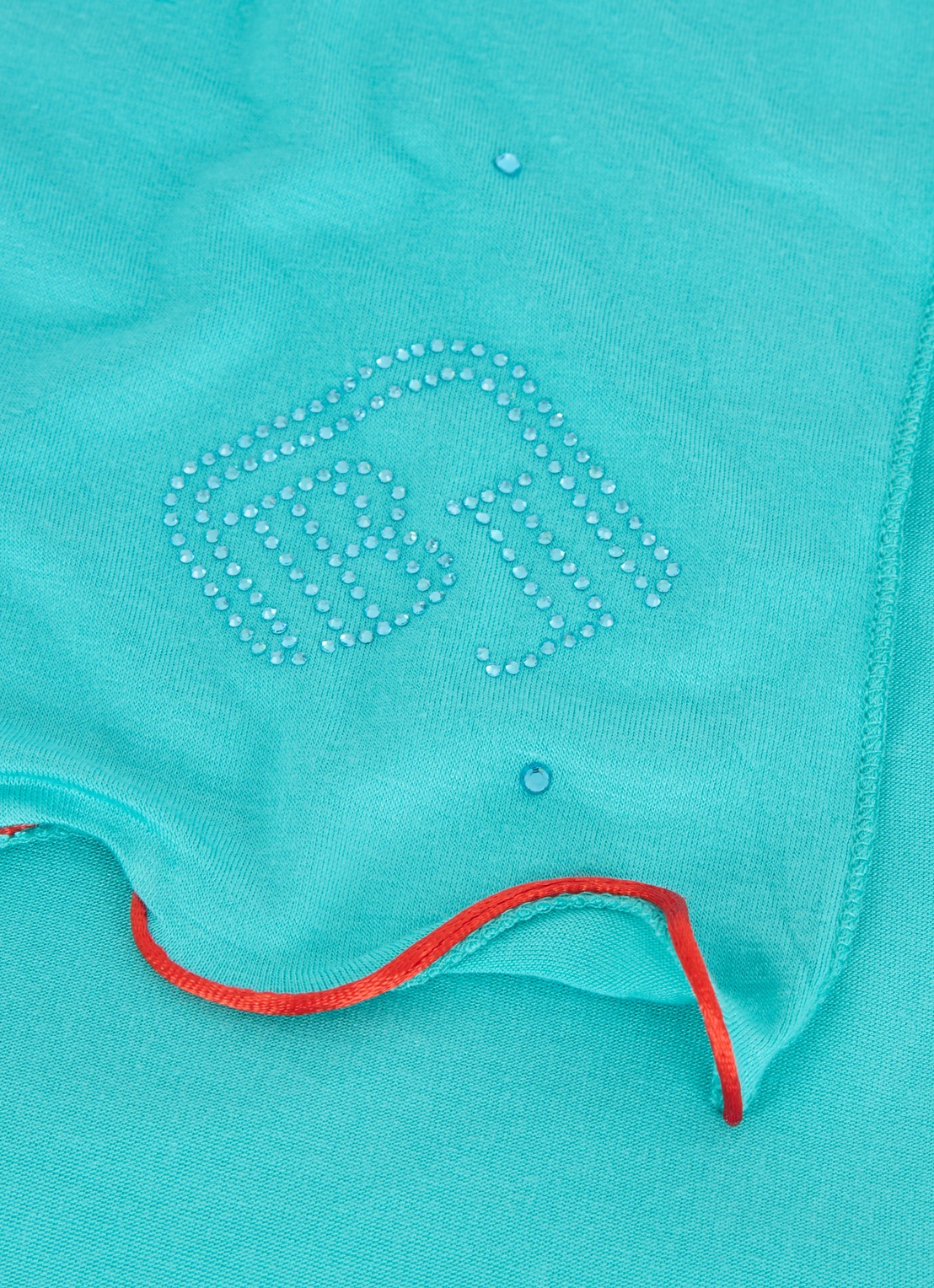 BYLIMA Initials sjaal met strass 180 x 75 cm - detail 4 turquoise