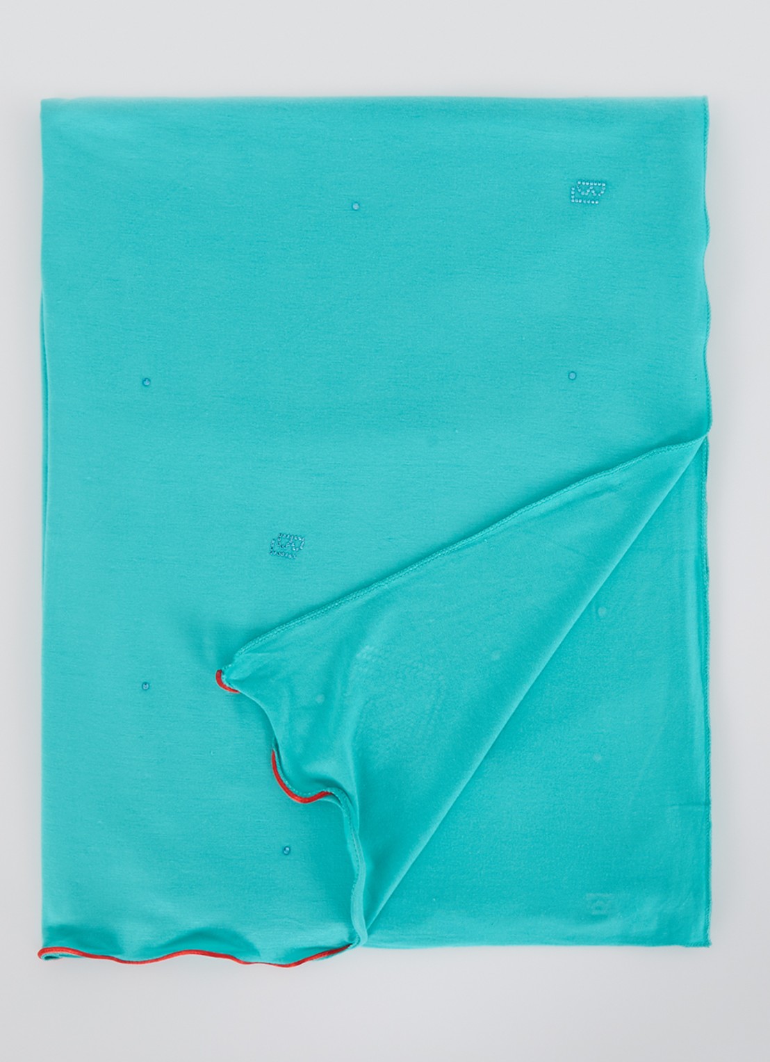 BYLIMA Initials sjaal met strass 180 x 75 cm - voorkant turquoise