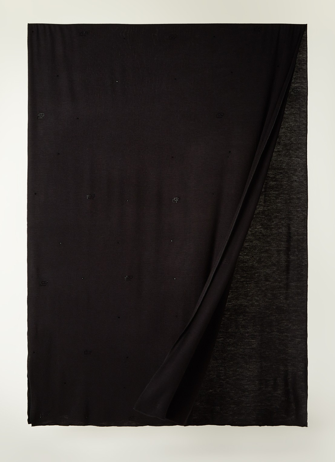 BYLIMA Initials sjaal met strass 190 x 60 cm - detail 3 black / zwart